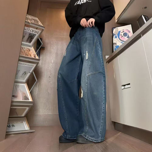 Loose vintage straight-cut jeans(N201)