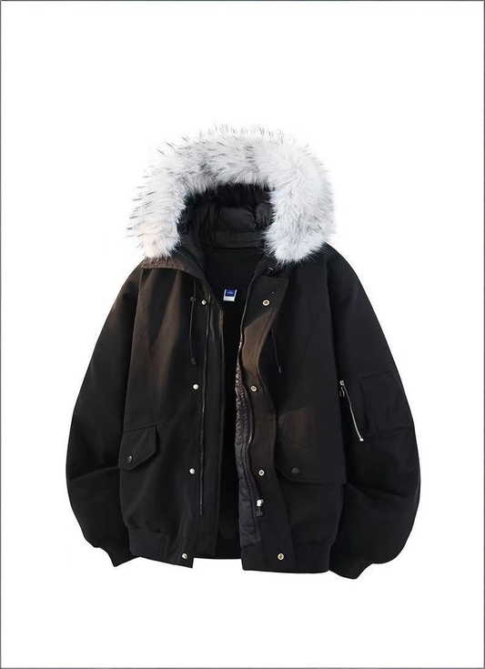 Men's fur-collar cotton jacket