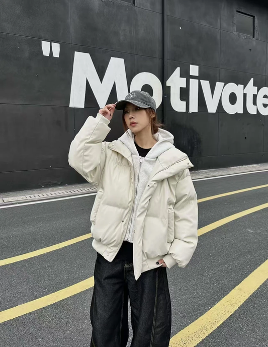 American-style short hooded faux two-piece cotton-padded jacket, thick and warm new style(N3110)