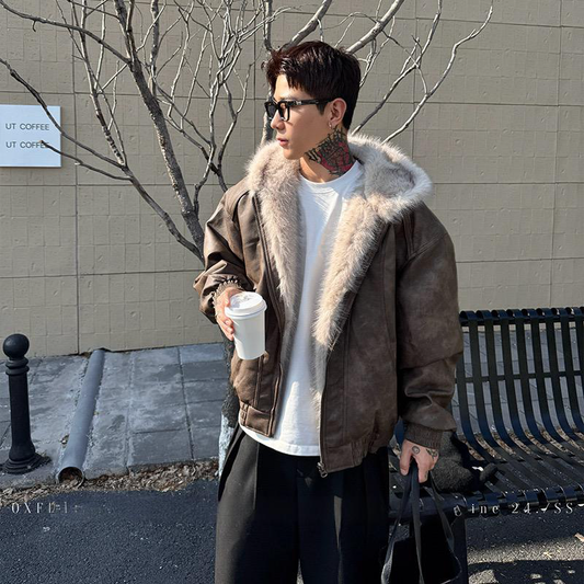 PU leather men's jacket