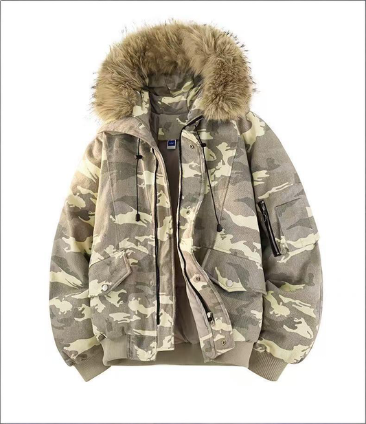 Men's fur-collar cotton jacket