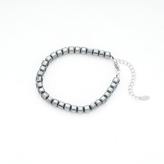 en's Statement Stone Bracelet - Fade-Proof Black Obsidian Beads (Minimalist Style)