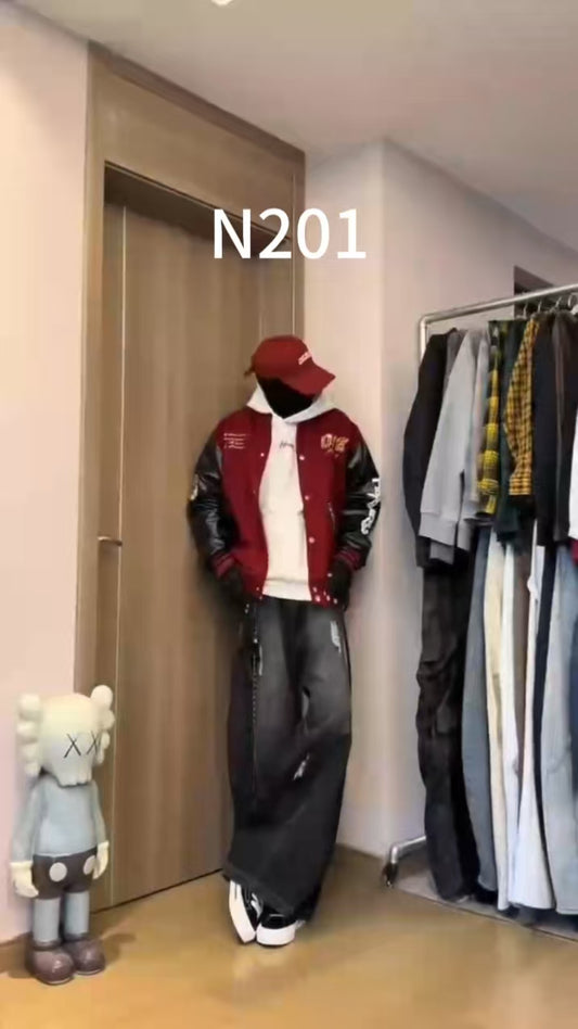 Loose vintage straight-cut jeans(N201)