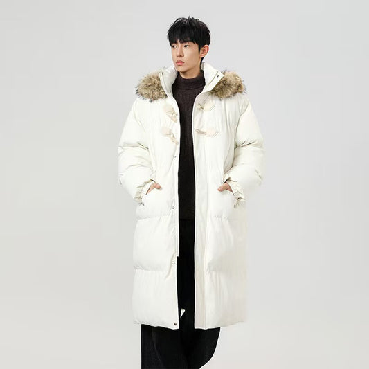 Winter long and thick cotton jacket with fur collar
