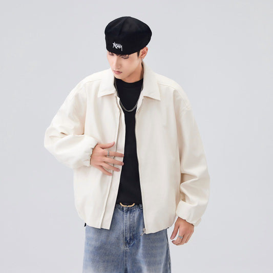 Maillard' Café Brown Vegan Leather Jacket | Retro Unisex Biker Coat with Dropped Shoulder