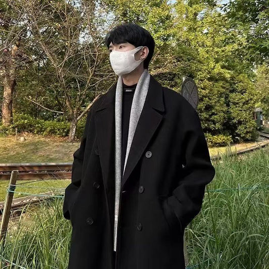 Men's Longline Wool Overcoat - Ins Street Style Coat (Knee-Length)