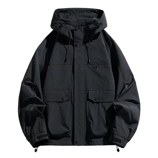 Men's Plus Size Windbreaker Hoodie - Confident Fit Utility Jacket (Designed for Comfort)